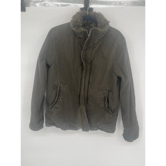 Vintage American Eagle Jacket Men S Green Fur Lined Adirondack Heavy Canvas Y2K - Picture 1 of 6